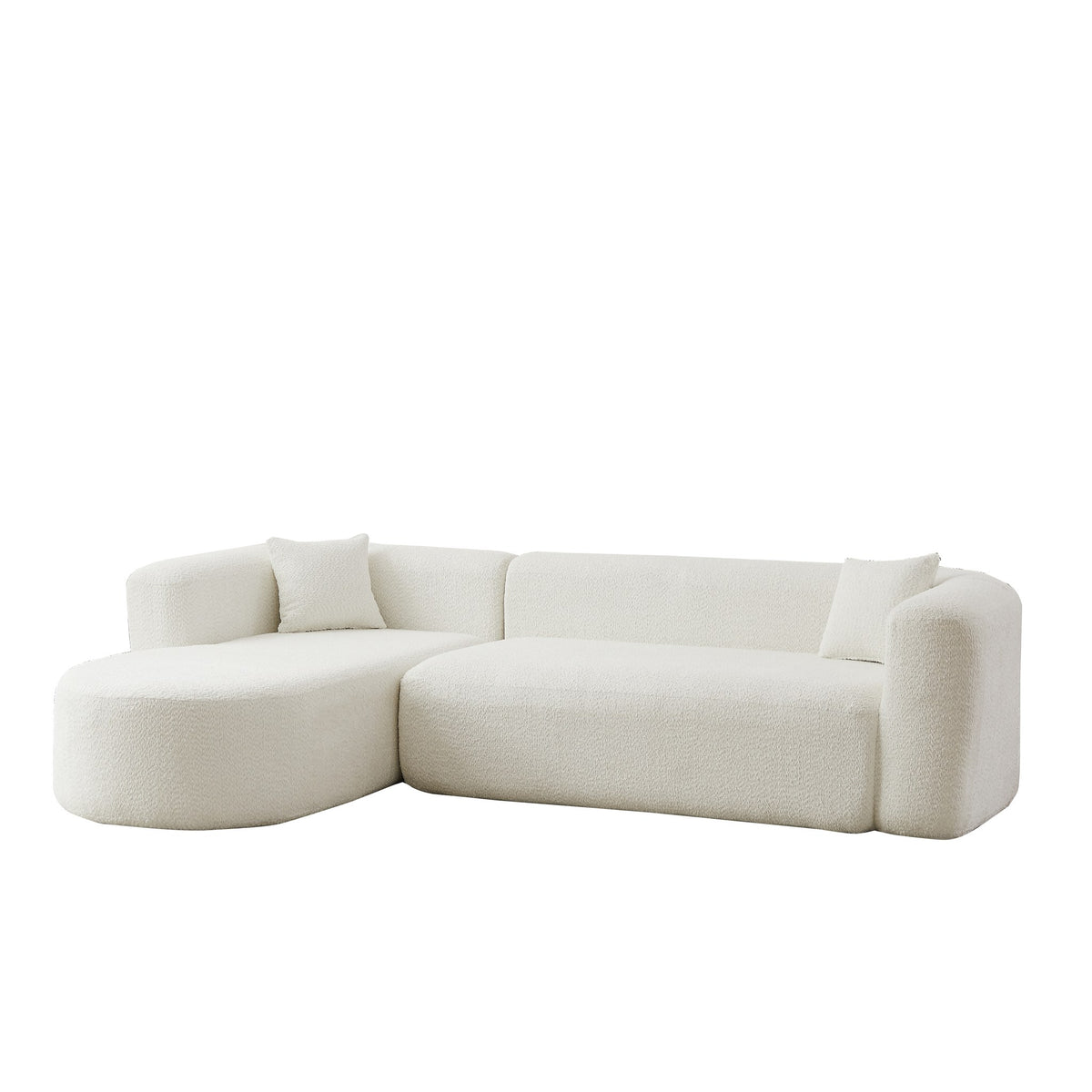 Chenille Spring-Core Boneless Couch — 3-Seat, 109"W — Beige