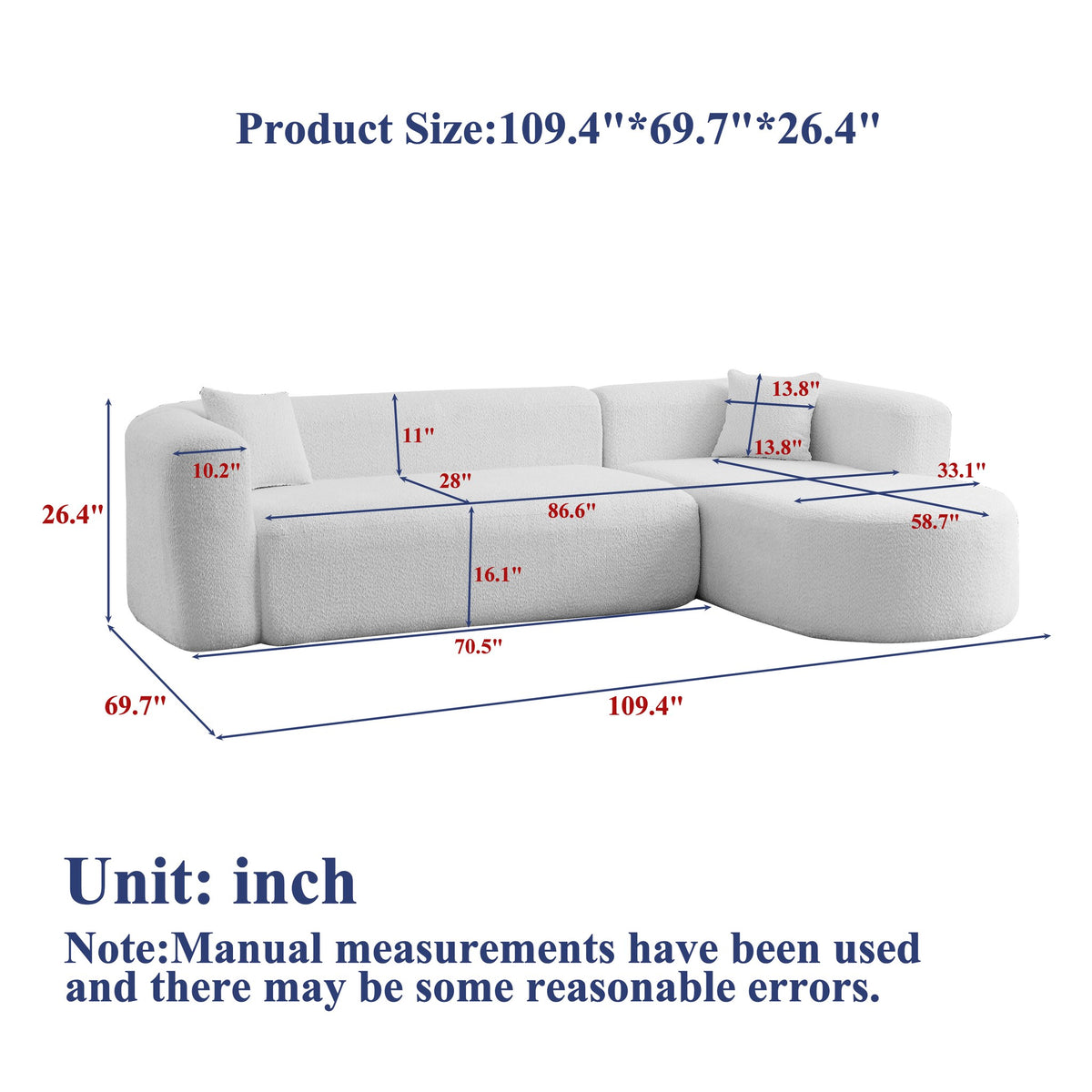 Chenille Spring-Core Boneless Couch — 3-Seat, 109"W — Green