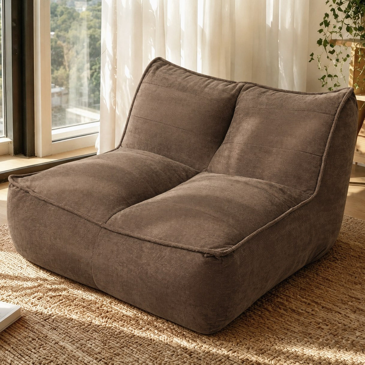 Corduroy Boneless Couch — 2/3-Seat — Brown / 2-Seat