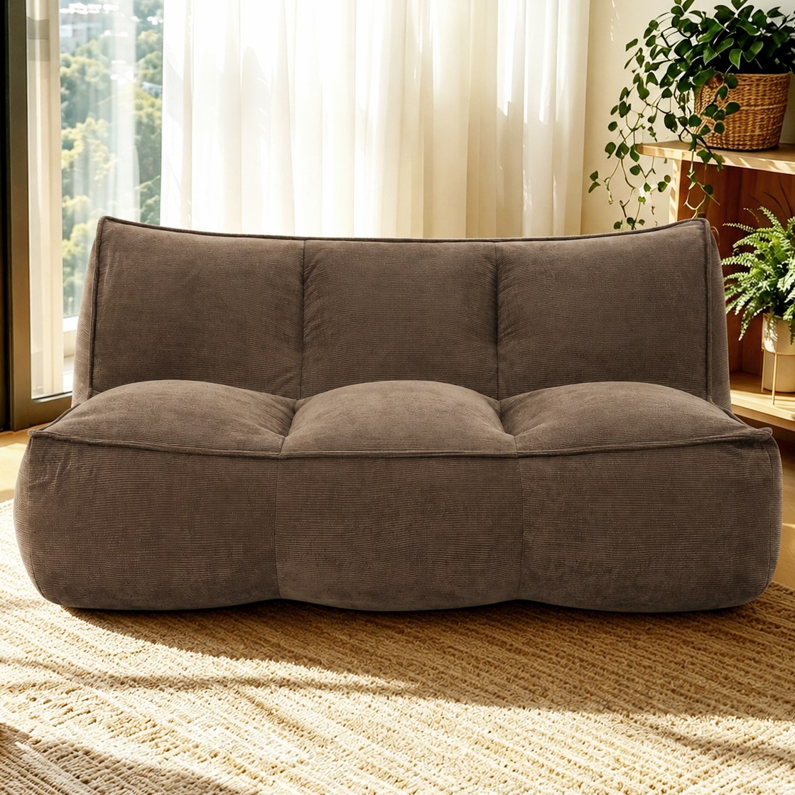 Corduroy Boneless Couch — 2/3-Seat — Brown / 3-Seat