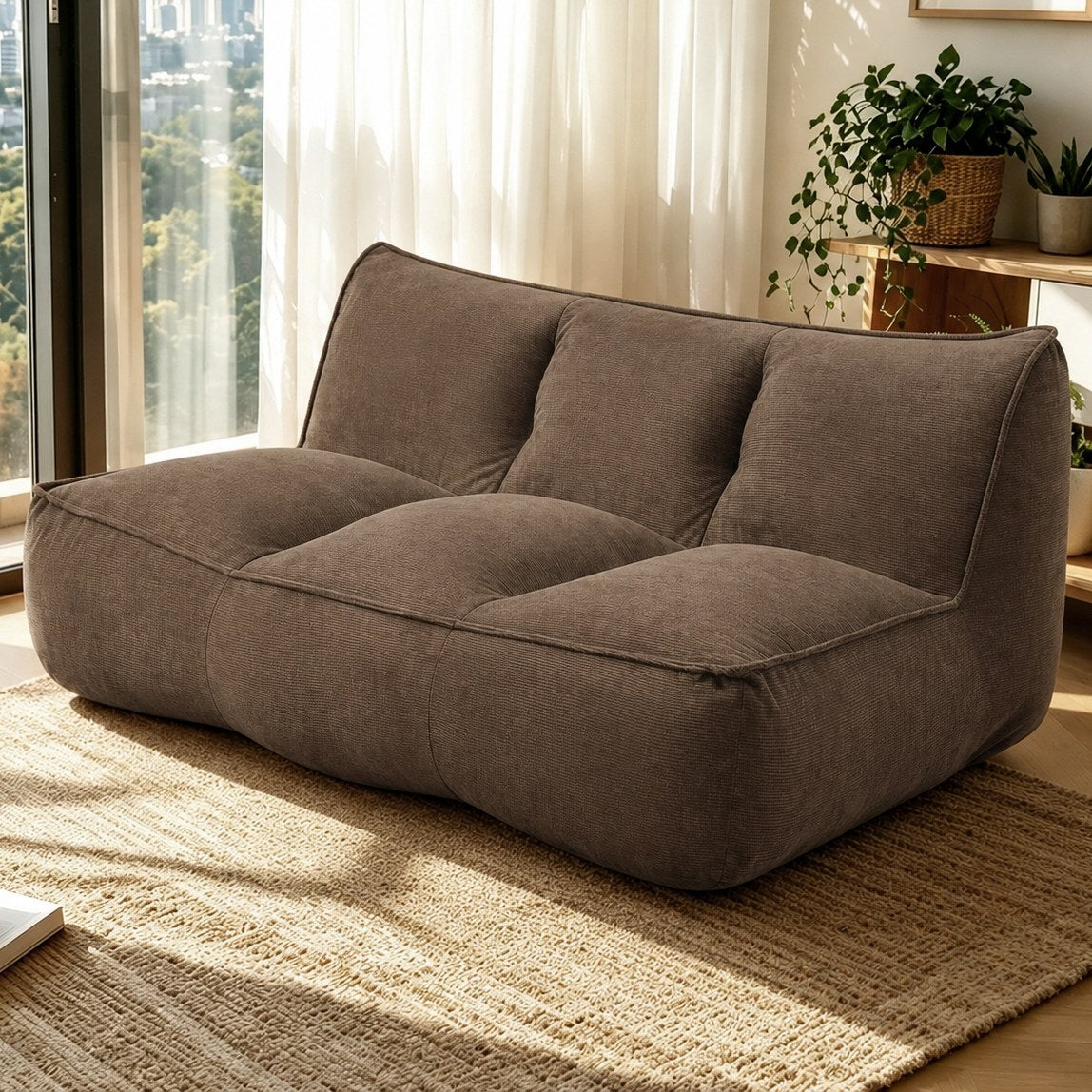 Corduroy Boneless Couch — 2/3-Seat — Brown / 3-Seat