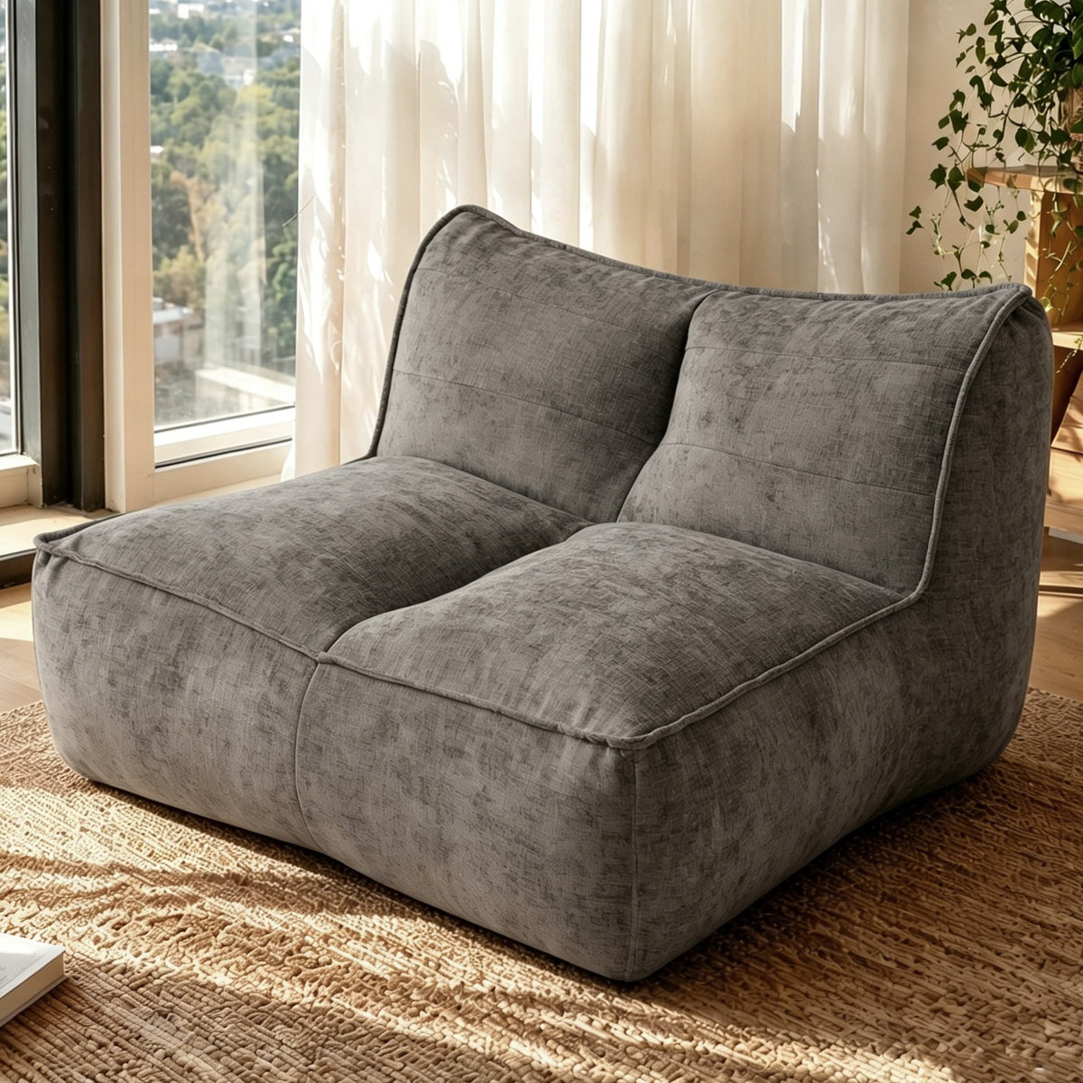 Corduroy Boneless Couch — 2/3-Seat — Dark Brown / 2-Seat