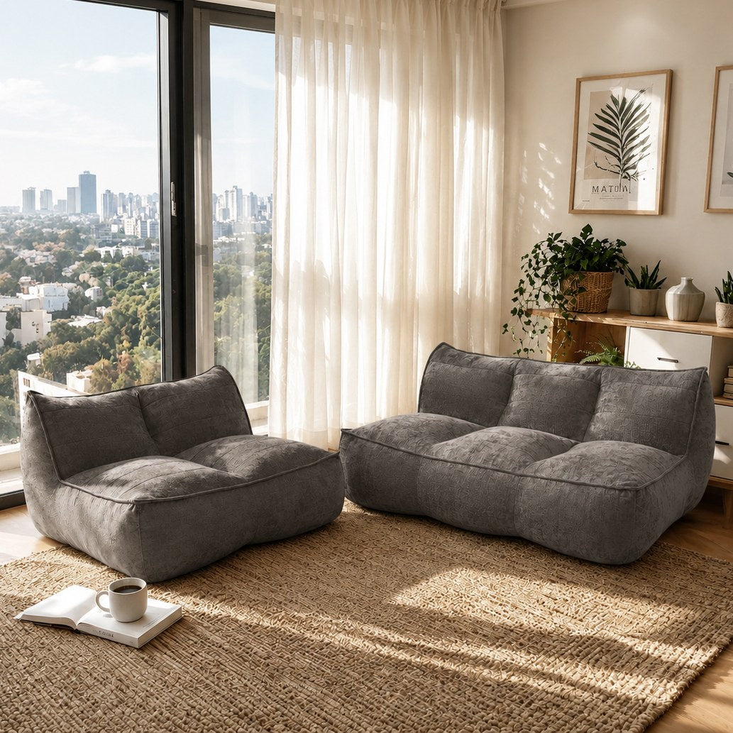 Corduroy Boneless Couch — 2/3-Seat — Dark Brown / 2-Seat + 3-Seat