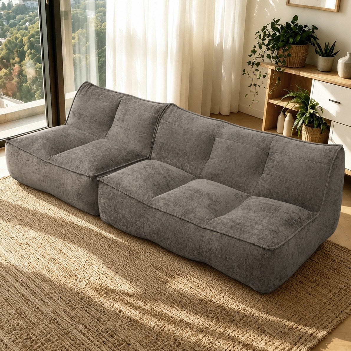 Corduroy Boneless Couch — 2/3-Seat — Dark Brown / 2-Seat + 3-Seat