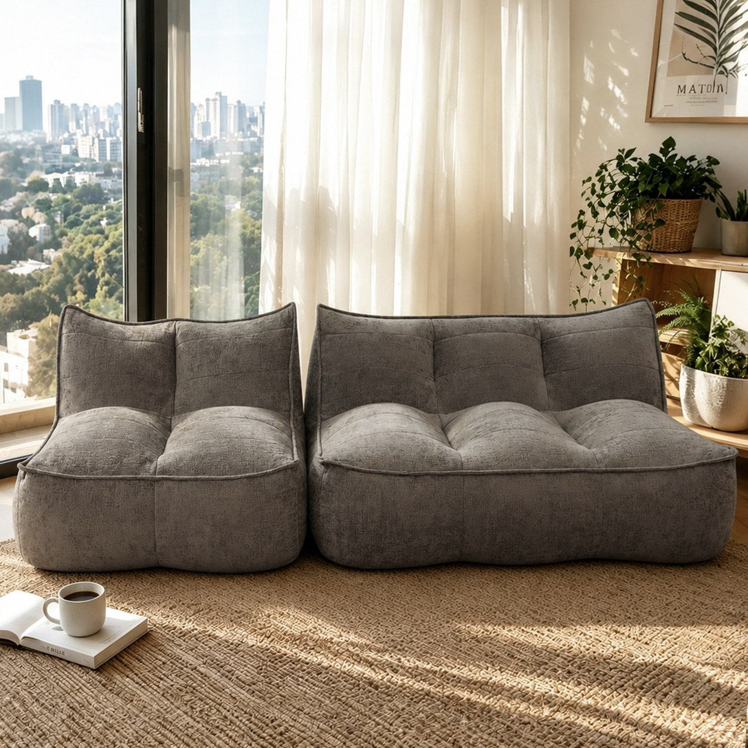 Corduroy Boneless Couch — 2/3-Seat — Dark Brown / 2-Seat + 3-Seat