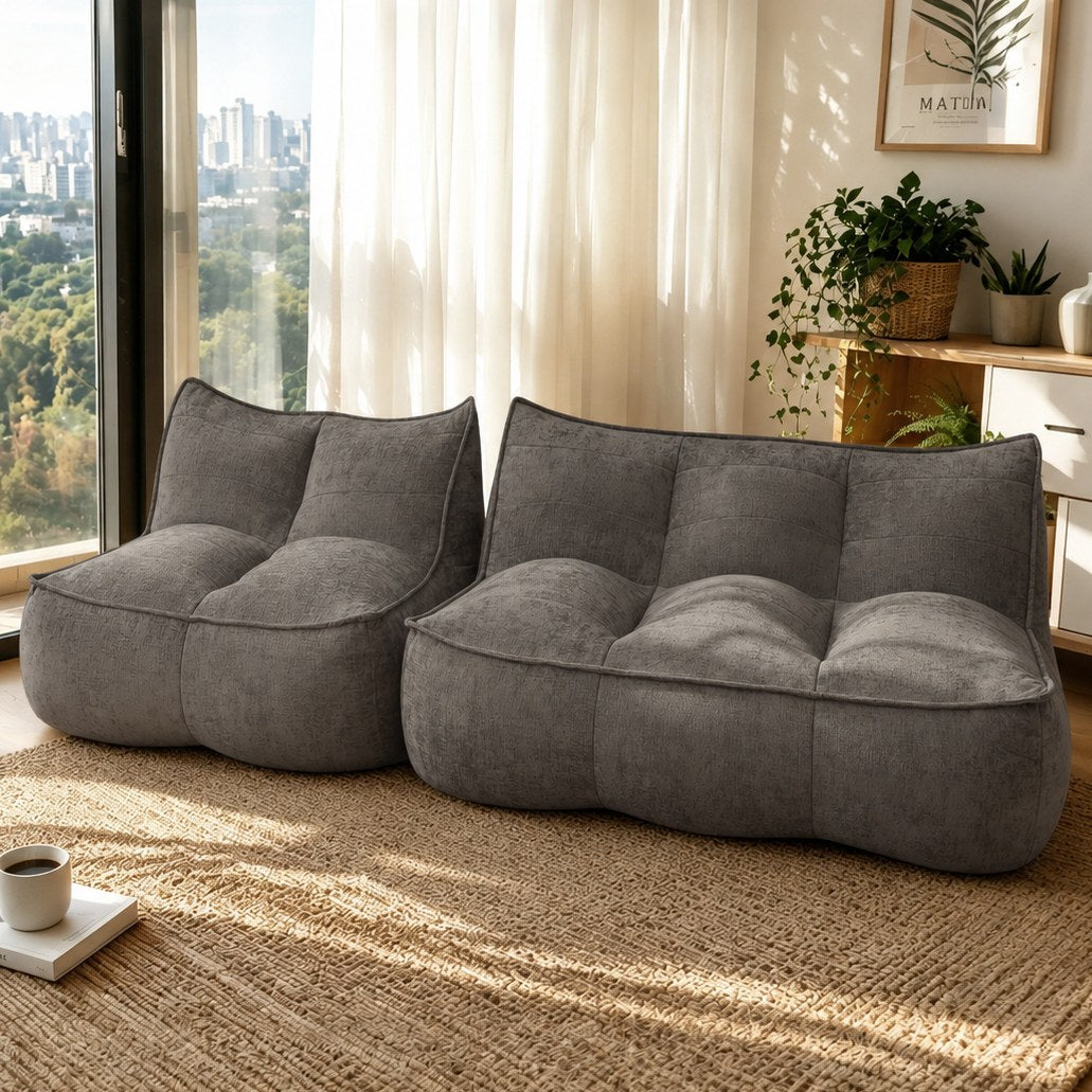 Corduroy Boneless Couch — 2/3-Seat — Dark Brown / 2-Seat + 3-Seat