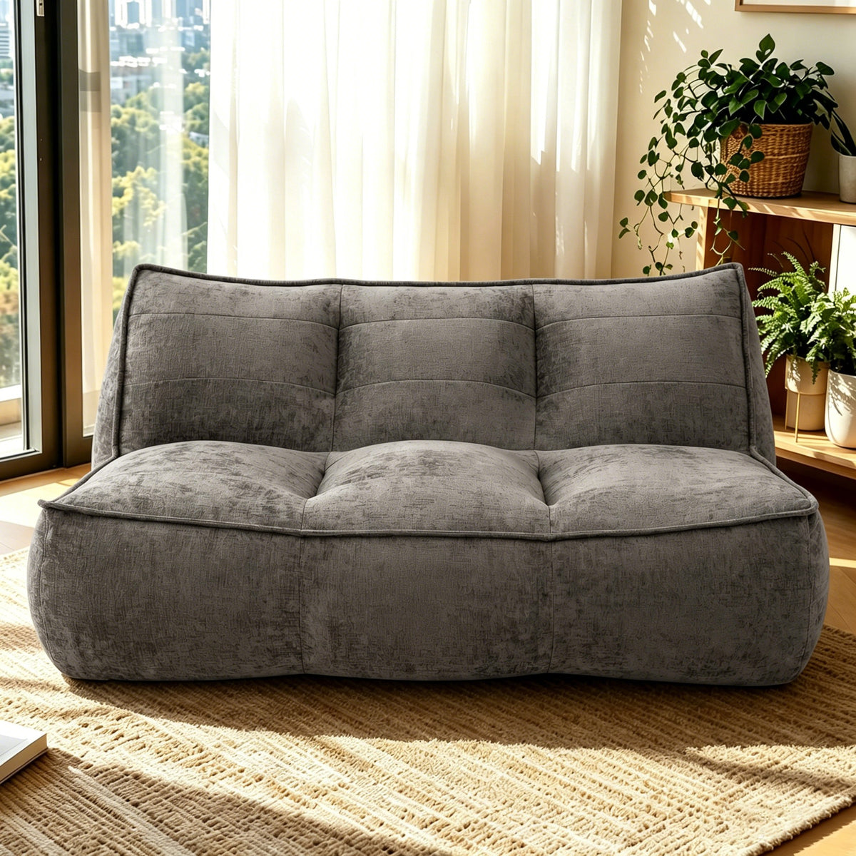 Corduroy Boneless Couch — 2/3-Seat — Dark Brown / 3-Seat