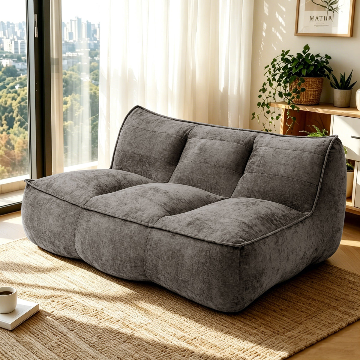 Corduroy Boneless Couch — 2/3-Seat — Dark Brown / 3-Seat