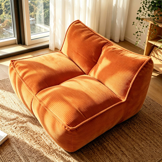 Corduroy Boneless Couch — 2/3-Seat — Orange / 2-Seat