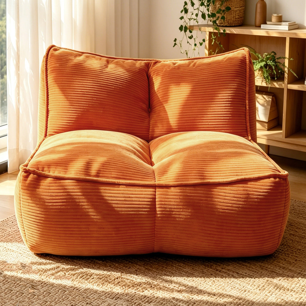 Corduroy Boneless Couch — 2/3-Seat — Orange / 2-Seat