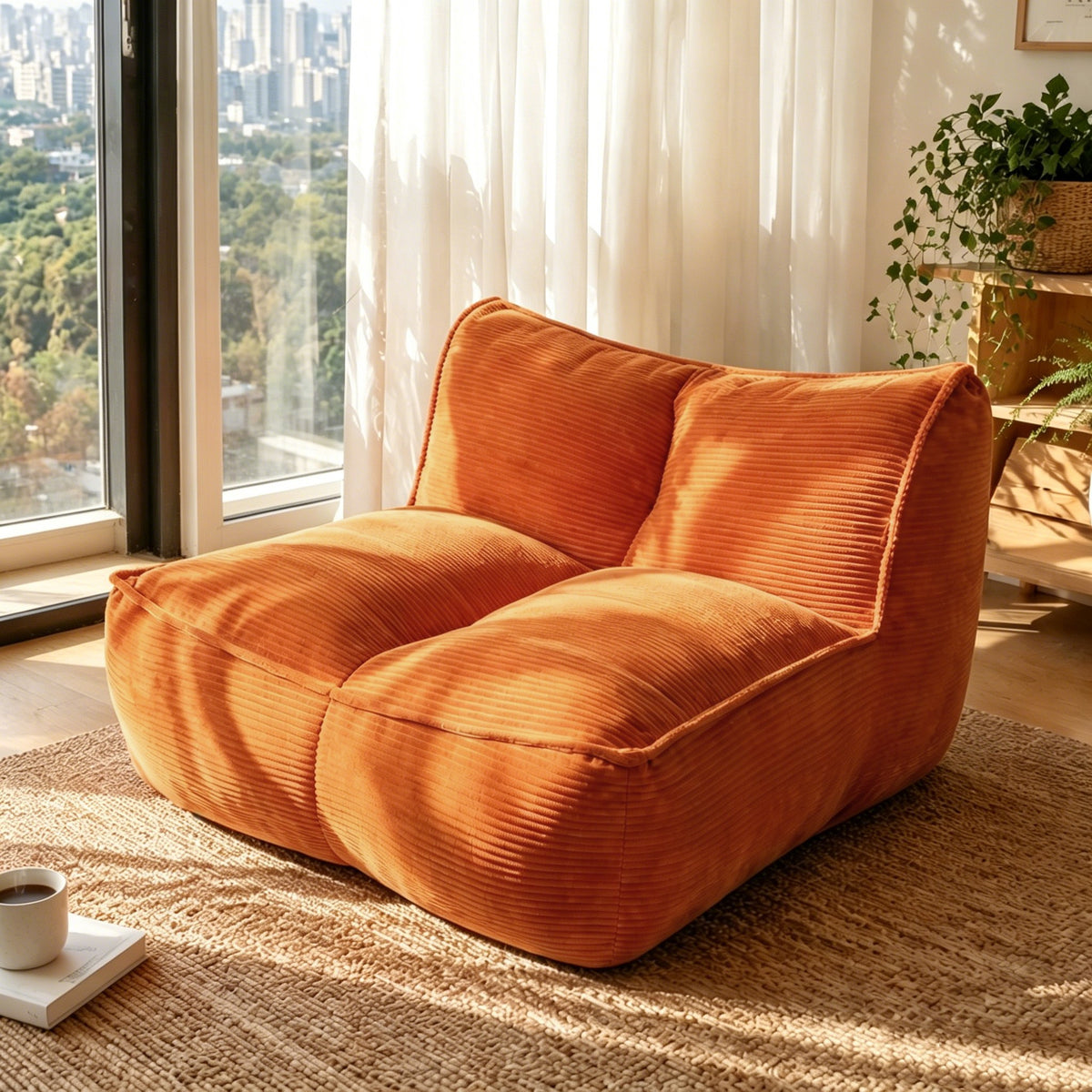 Corduroy Boneless Couch — 2/3-Seat — Orange / 2-Seat
