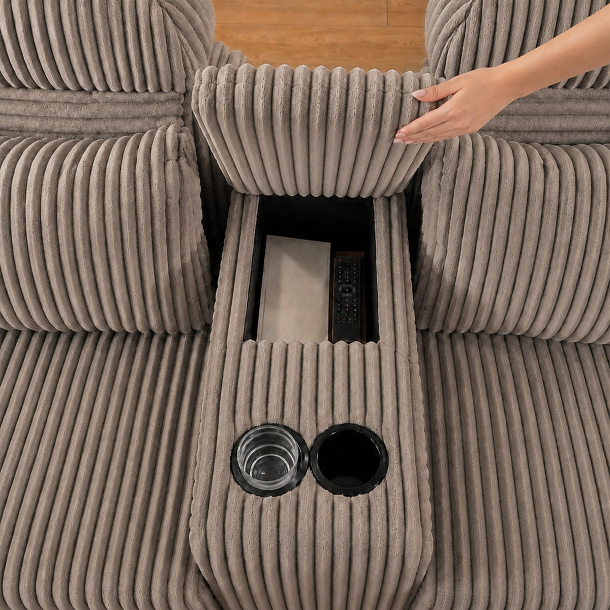 Corduroy Boneless Couch — 6-Seat — Coffee