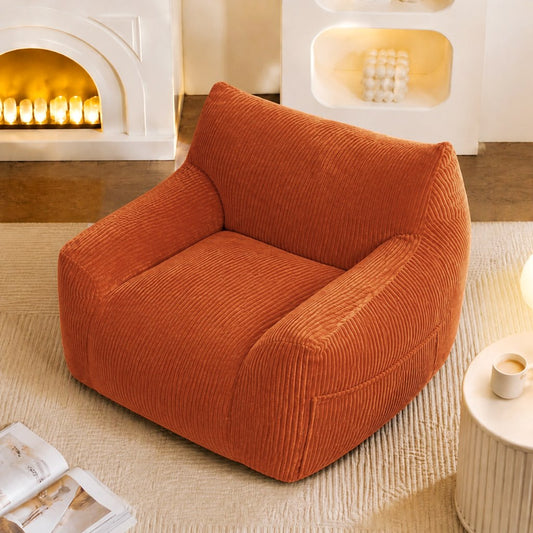 Corduroy Boneless Lounge Chair — 1-Seat, 39"W, 28"H — Orange
