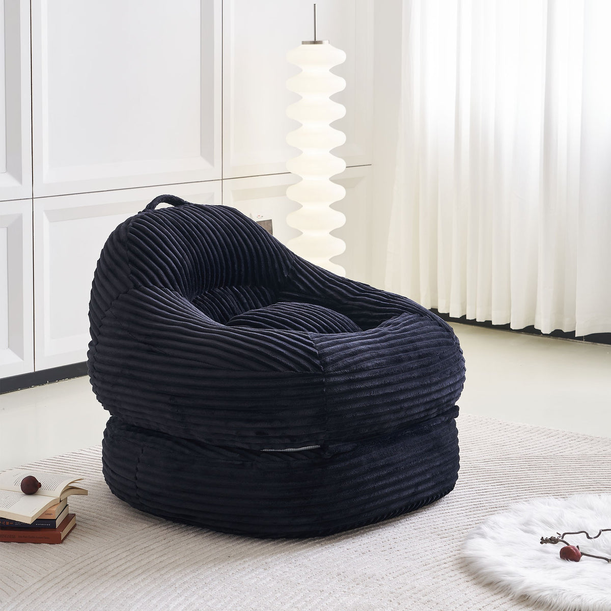 Corduroy Boneless Lounge Chair — 1-Seat, 39"W — Black