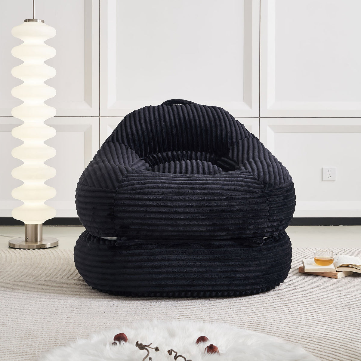 Corduroy Boneless Lounge Chair — 1-Seat, 39"W — Black
