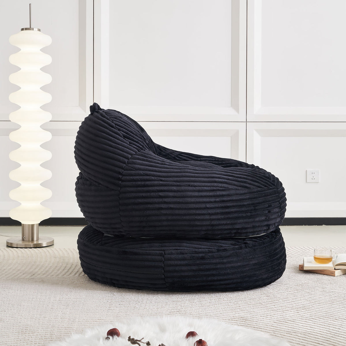 Corduroy Boneless Lounge Chair — 1-Seat, 39"W — Black