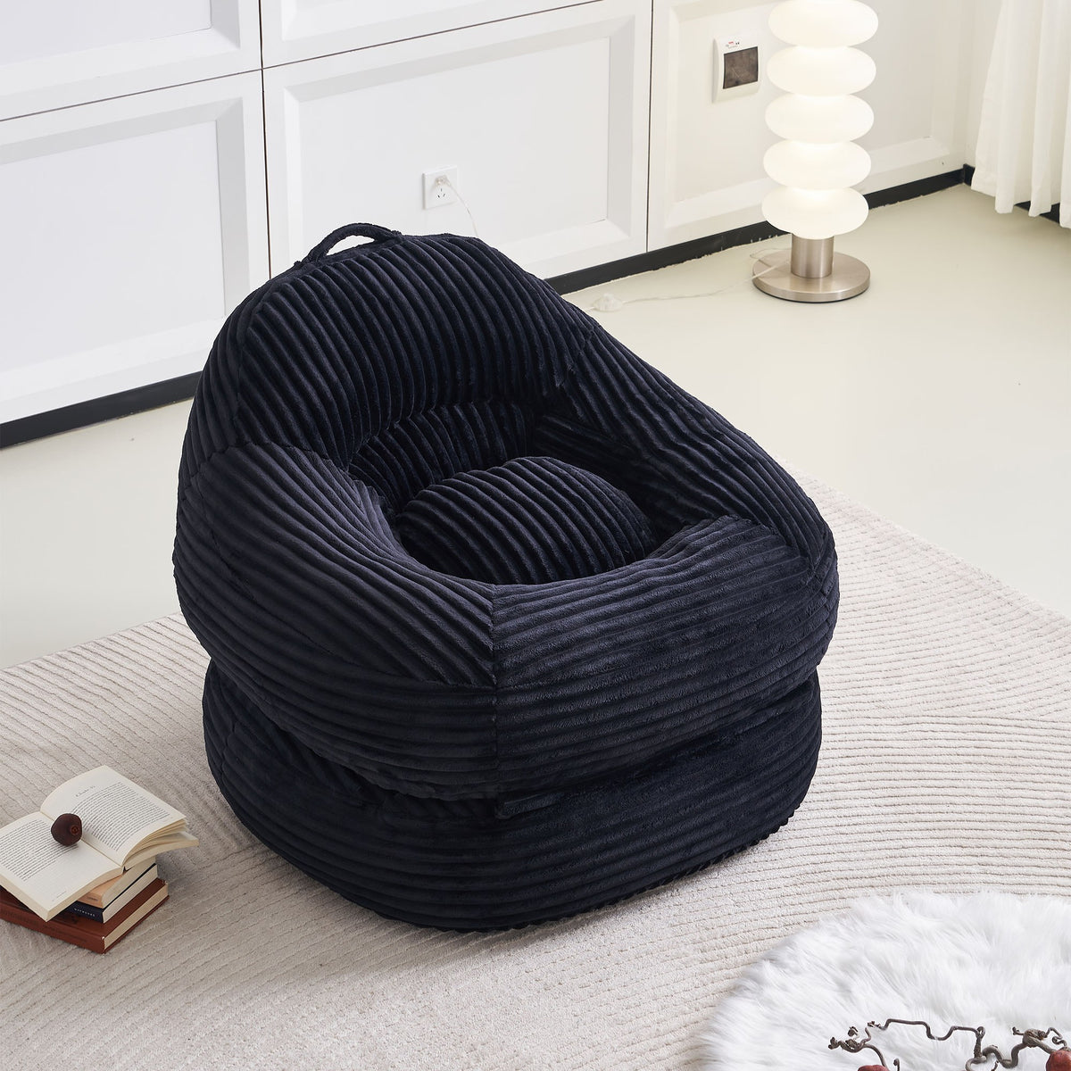 Corduroy Boneless Lounge Chair — 1-Seat, 39"W — Black