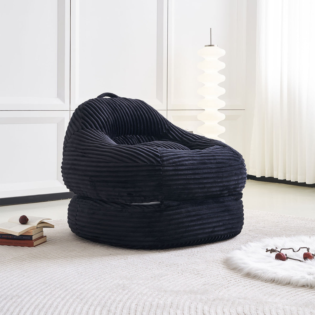 Corduroy Boneless Lounge Chair — 1-Seat, 39"W — Black