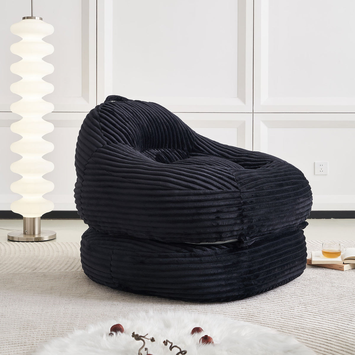 Corduroy Boneless Lounge Chair — 1-Seat, 39"W — Black
