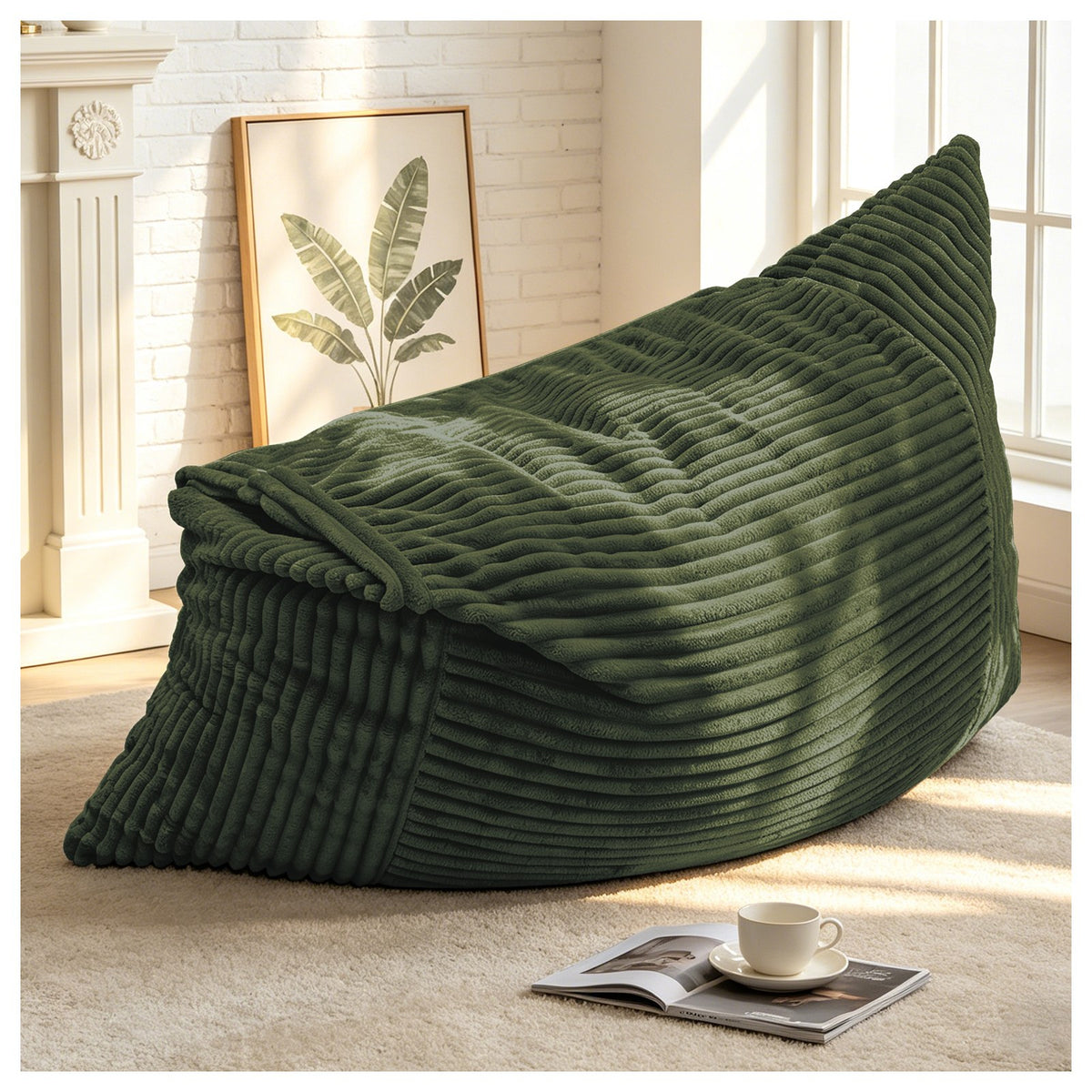 Corduroy Boneless Lounge Chair — 1-Seat, 49"W — Green