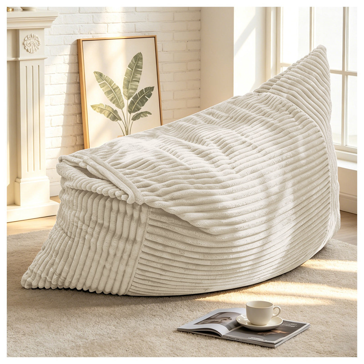 Corduroy Boneless Lounge Chair — 1-Seat, 49"W — White