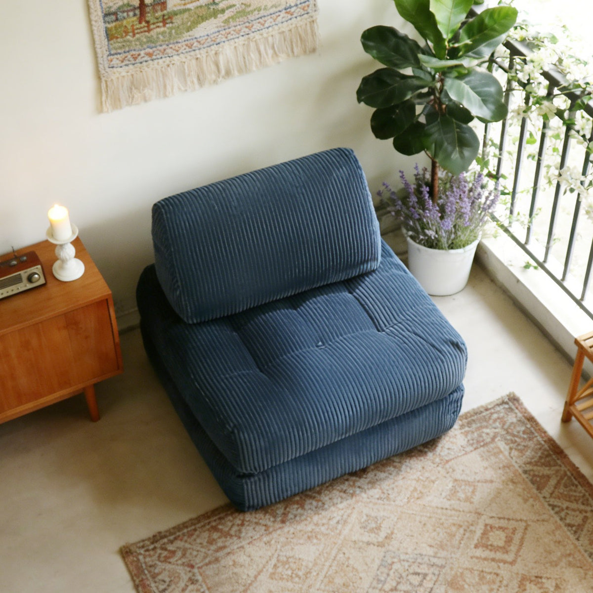 Corduroy Boneless Lounge Chair — 1-Seat — Blue