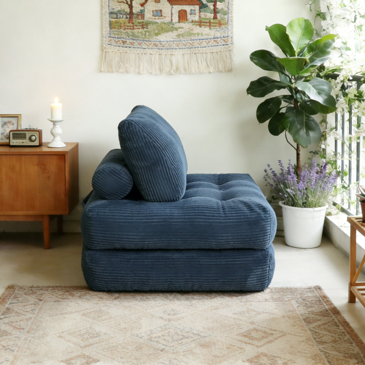 Corduroy Boneless Lounge Chair — 1-Seat — Blue