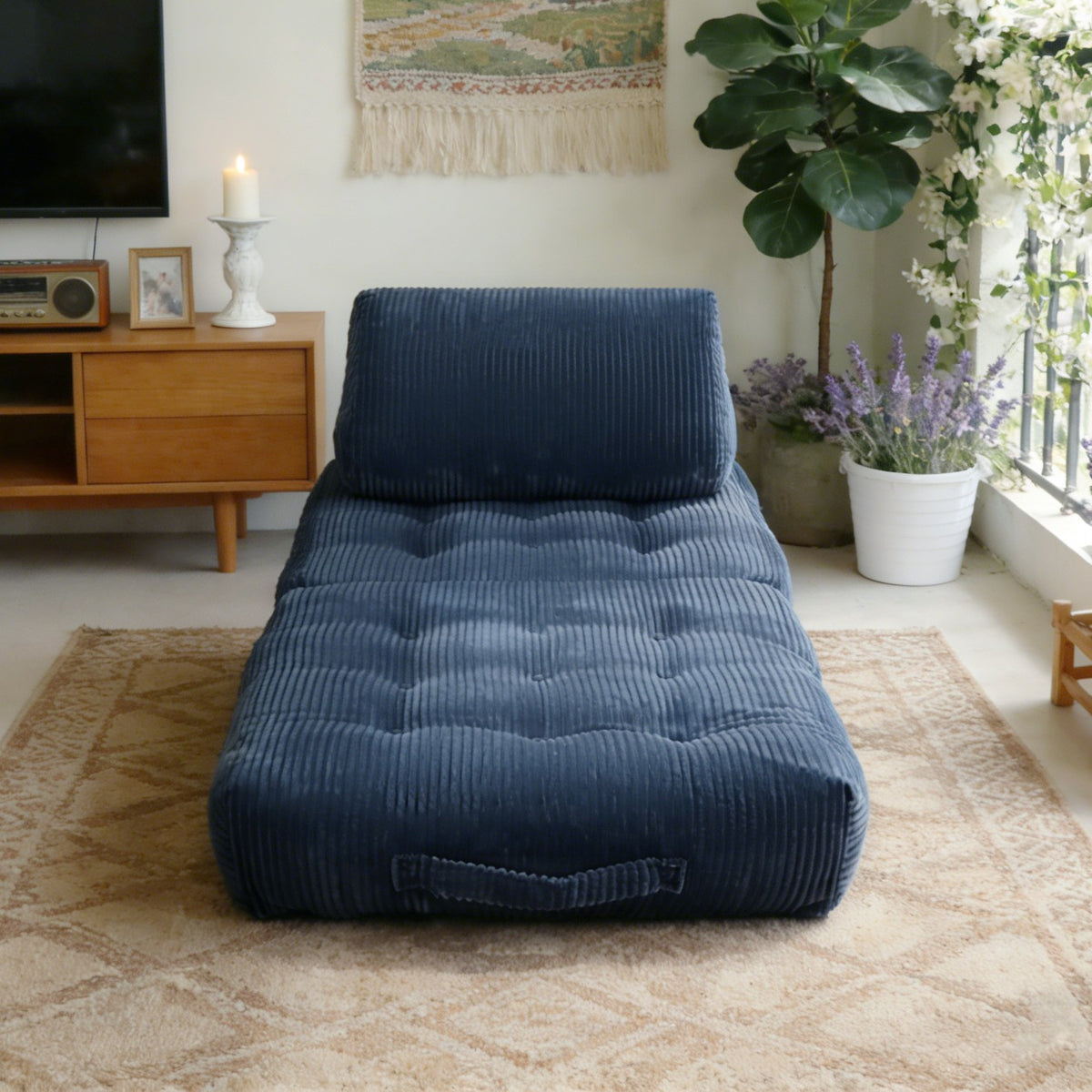 Corduroy Boneless Lounge Chair — 1-Seat — Blue