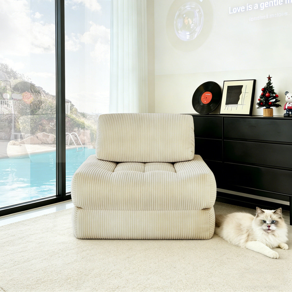 Corduroy Boneless Lounge Chair — 1-Seat — Camel