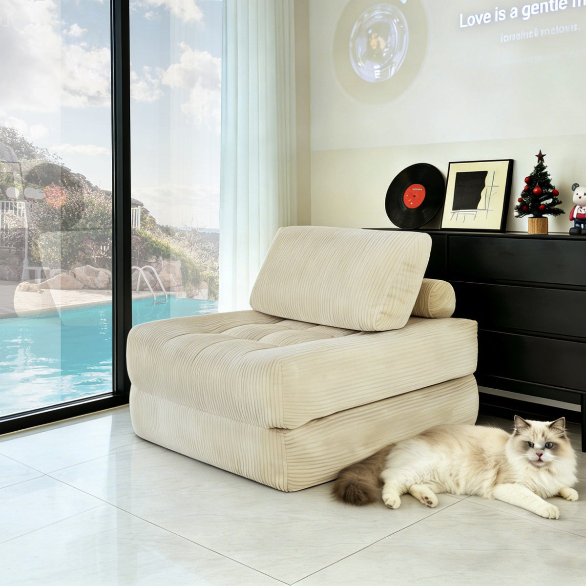 Corduroy Boneless Lounge Chair — 1-Seat — Camel