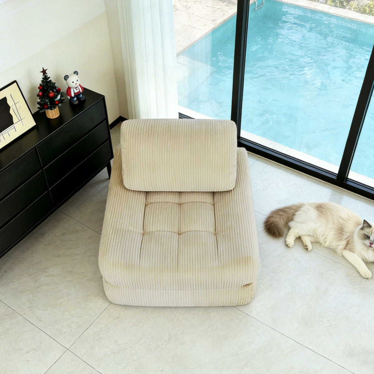 Corduroy Boneless Lounge Chair — 1-Seat — Camel