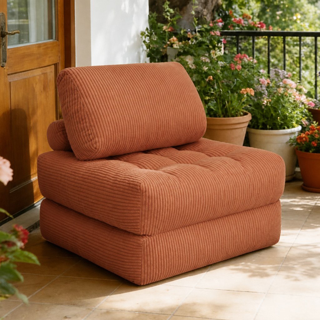 Corduroy Boneless Lounge Chair — 1-Seat — Orange