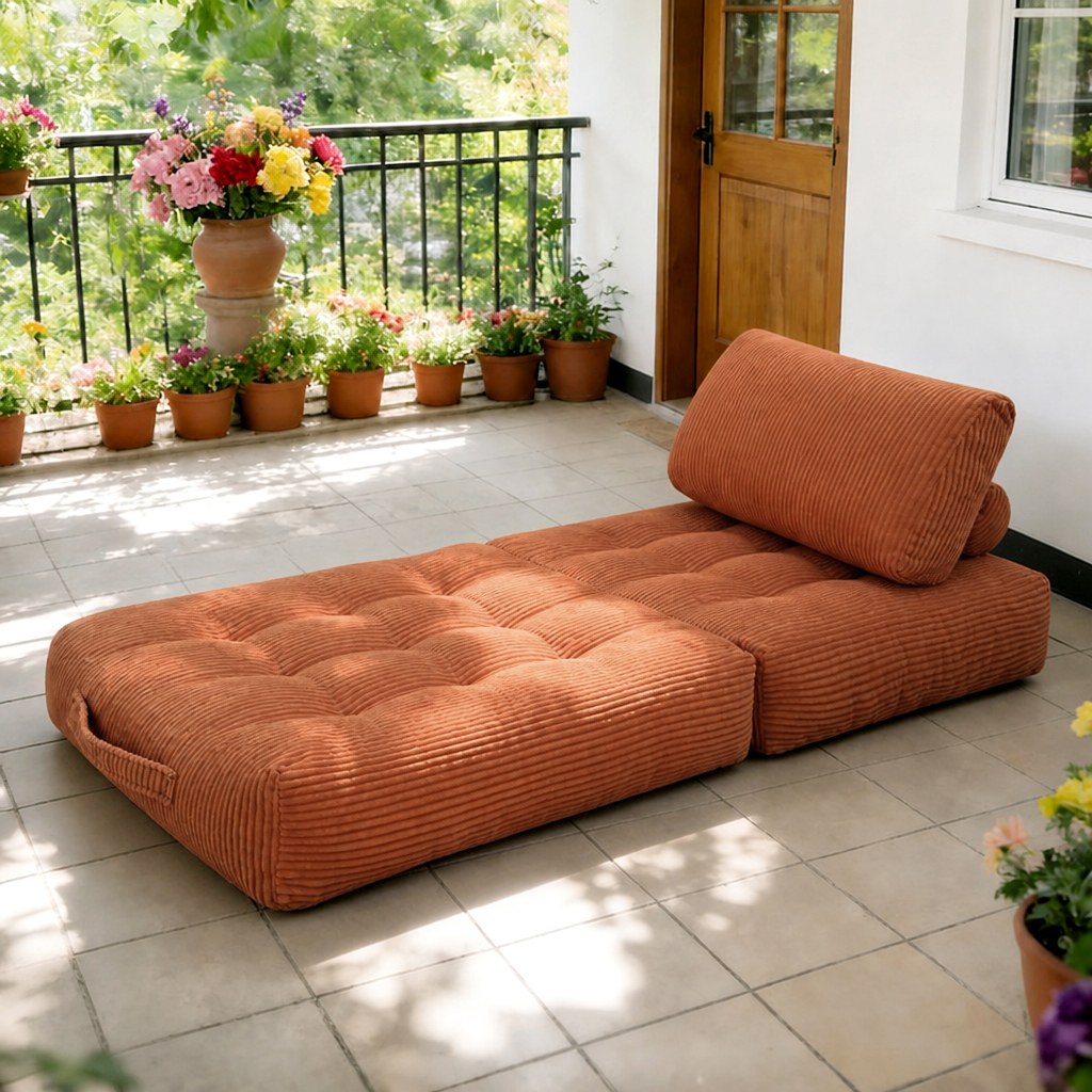 Corduroy Boneless Lounge Chair — 1-Seat — Orange