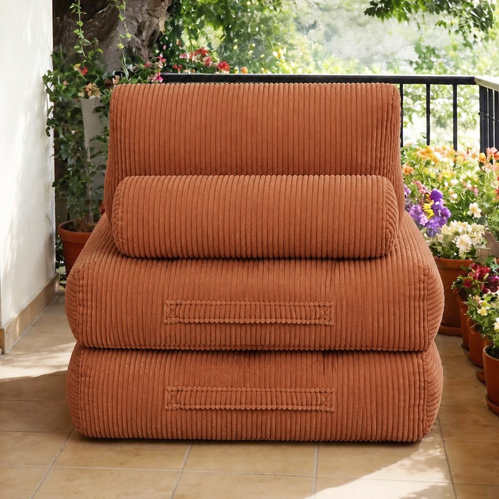 Corduroy Boneless Lounge Chair — 1-Seat — Orange