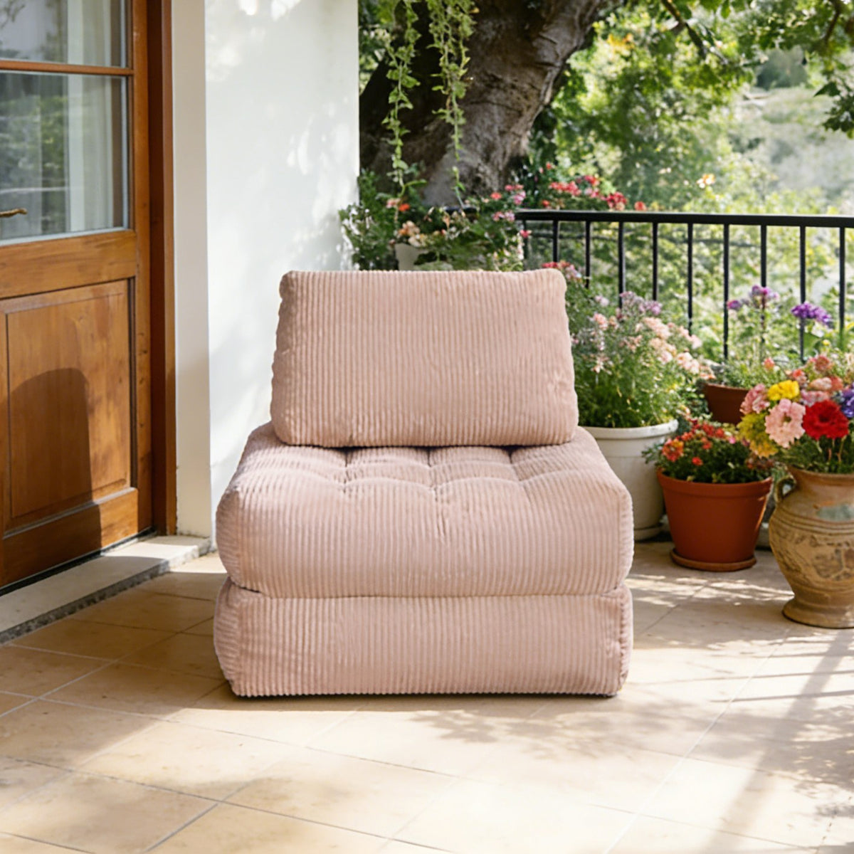 Corduroy Boneless Lounge Chair — 1-Seat — Pink