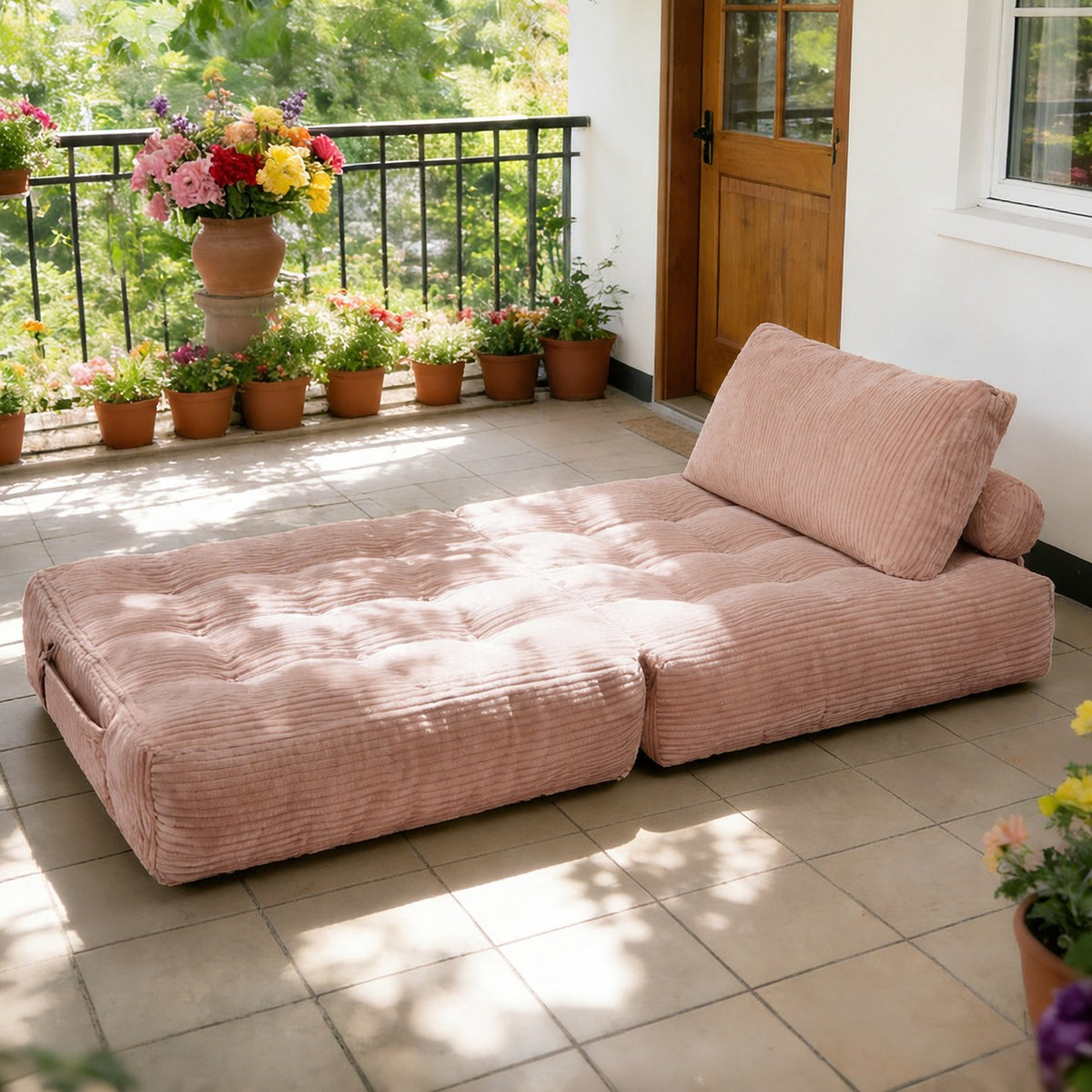 Corduroy Boneless Lounge Chair — 1-Seat — Pink