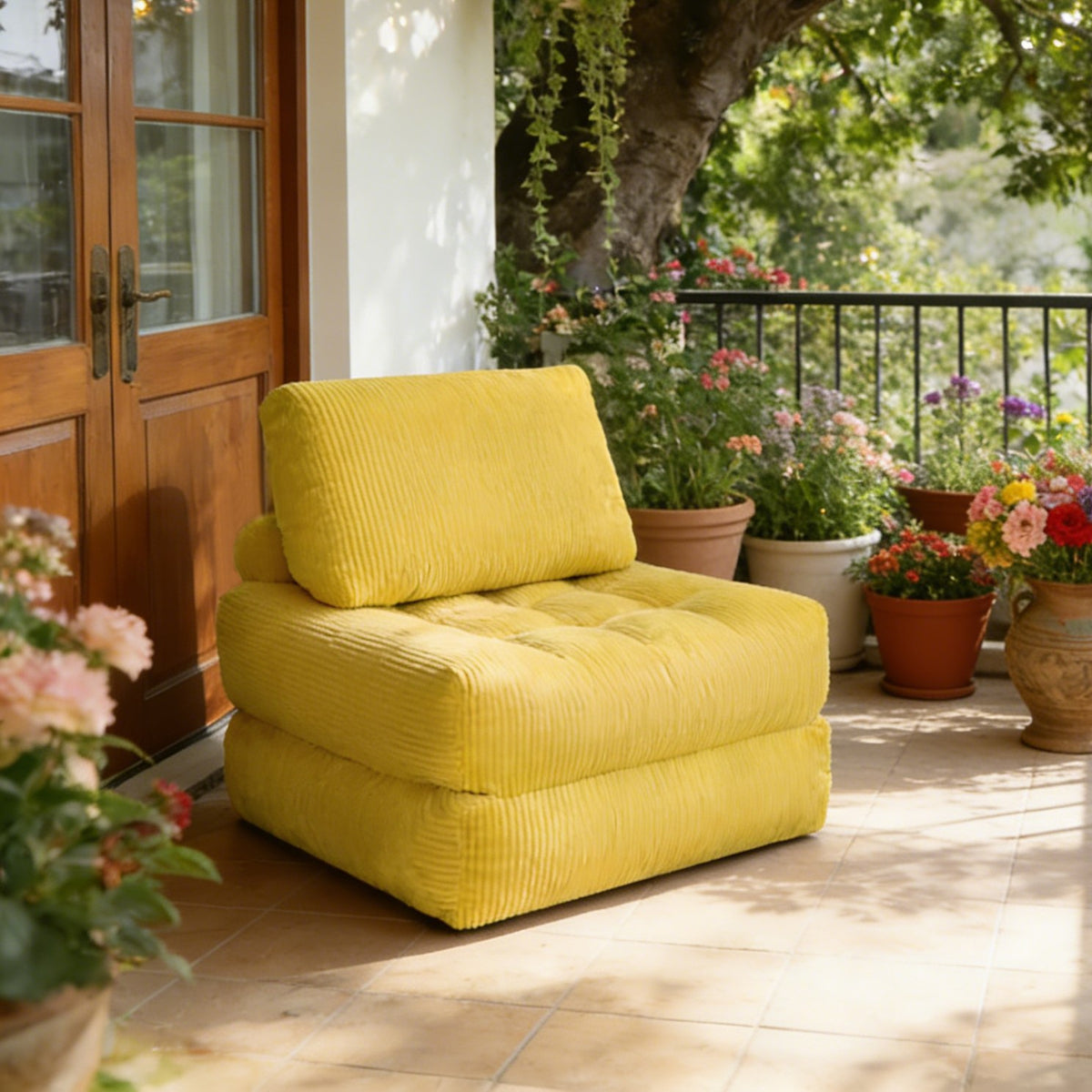 Corduroy Boneless Lounge Chair — 1-Seat — Yellow