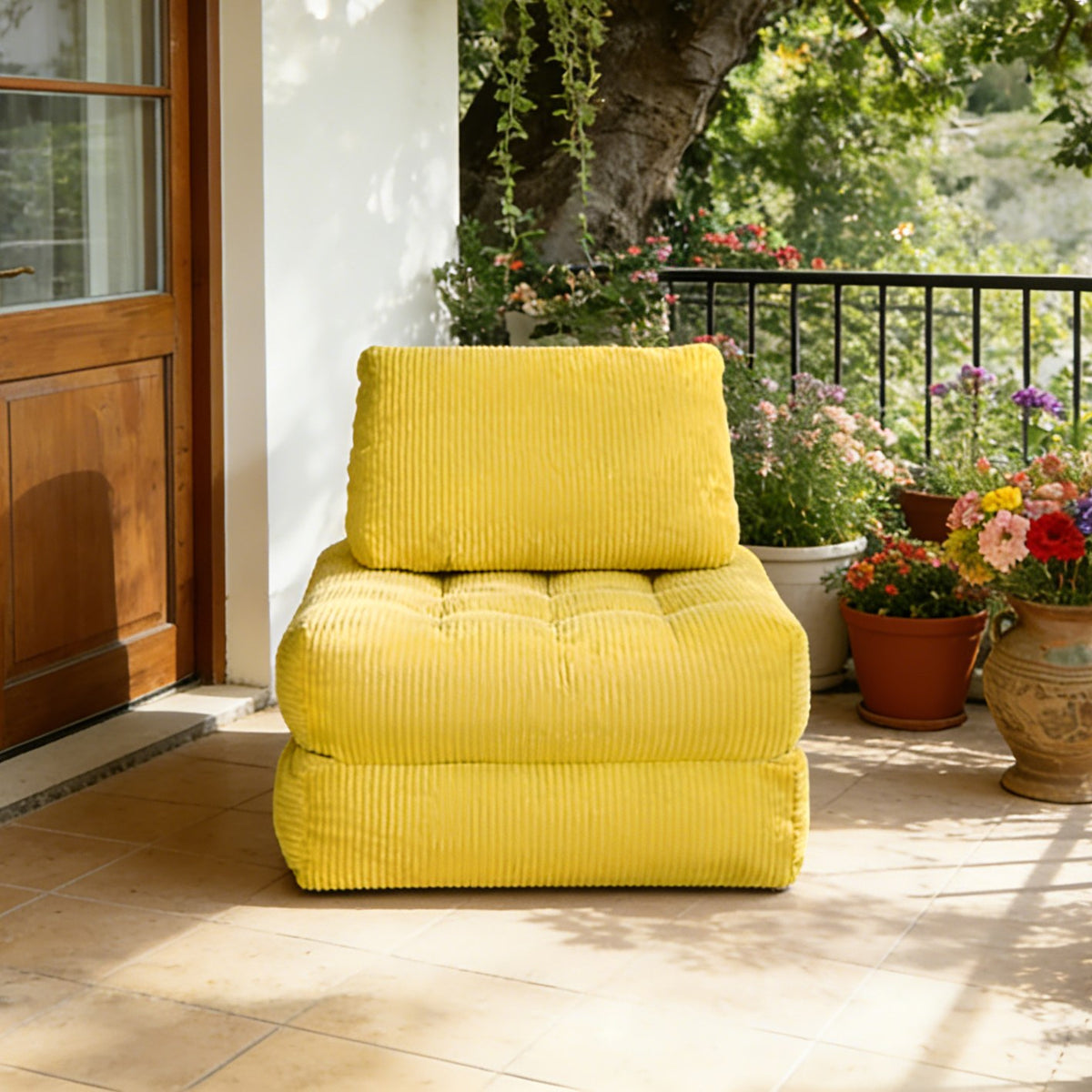 Corduroy Boneless Lounge Chair — 1-Seat — Yellow