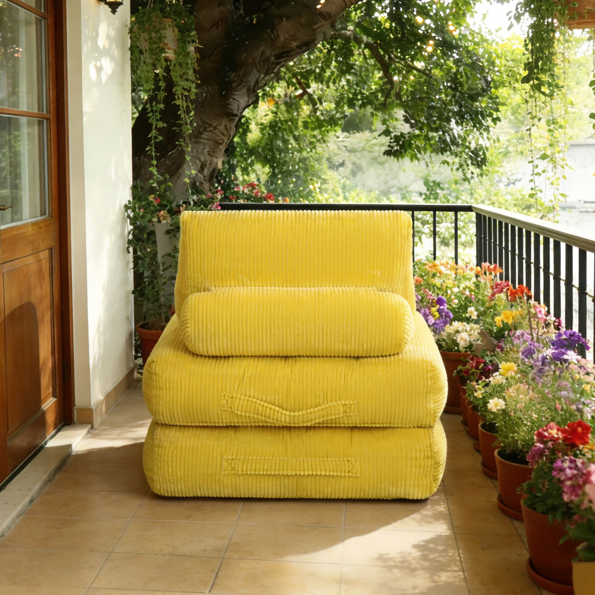 Corduroy Boneless Lounge Chair — 1-Seat — Yellow