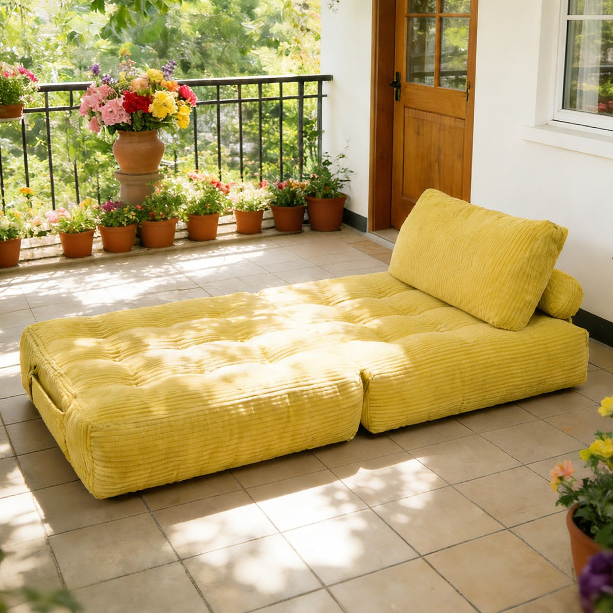 Corduroy Boneless Lounge Chair — 1-Seat — Yellow