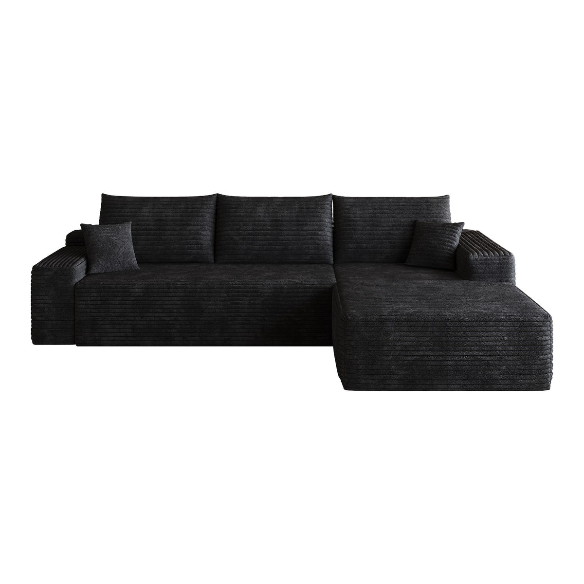 Corduroy Boneless Loveseat — 2-Seat — Black