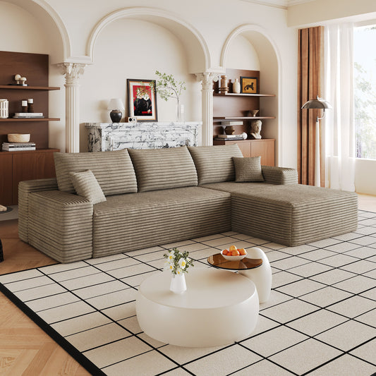 Corduroy Boneless Loveseat — 2-Seat — Camel