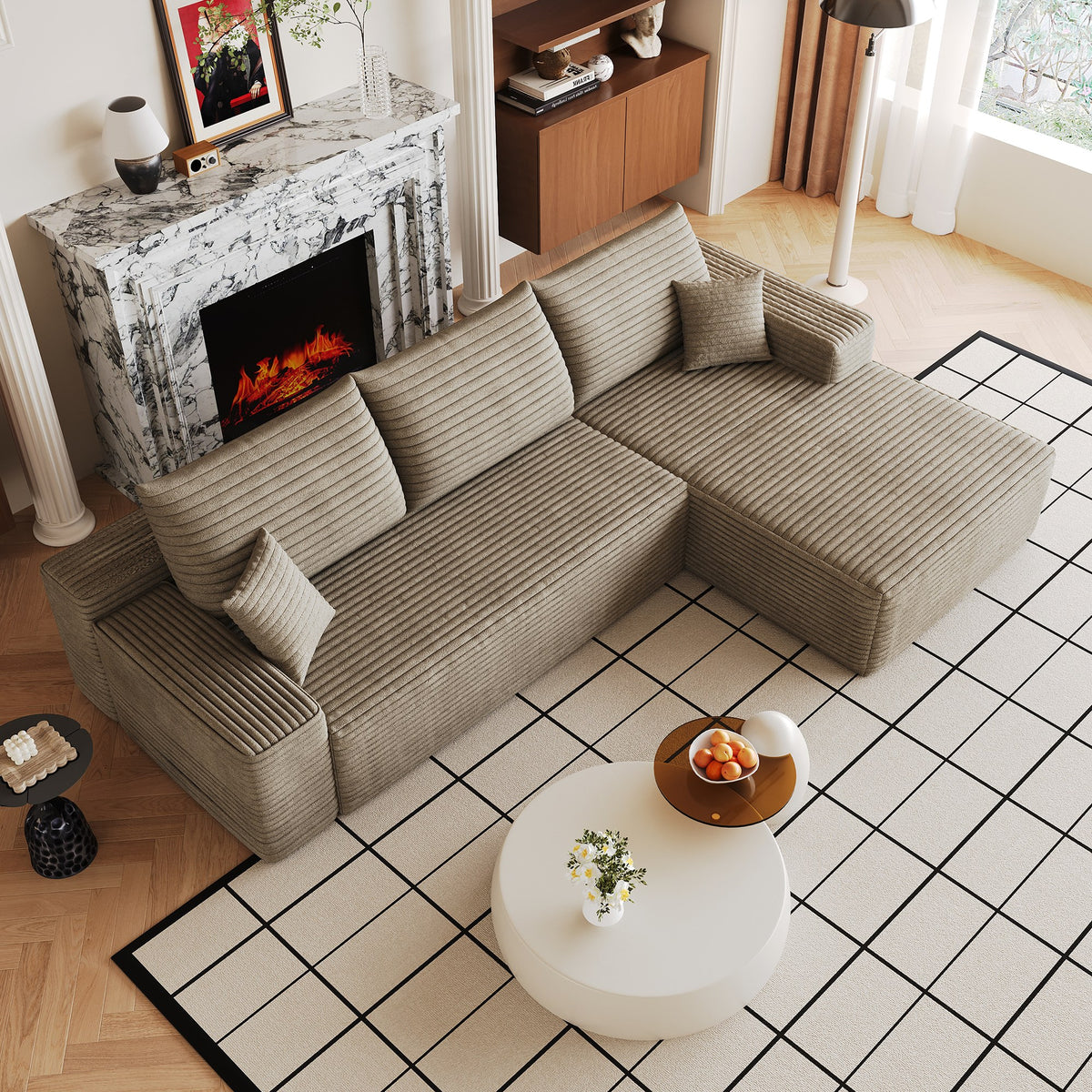 Corduroy Boneless Loveseat — 2-Seat — Camel