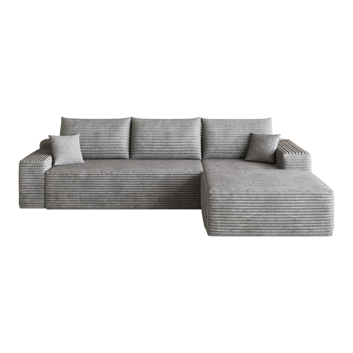 Corduroy Boneless Loveseat — 2-Seat — Grey