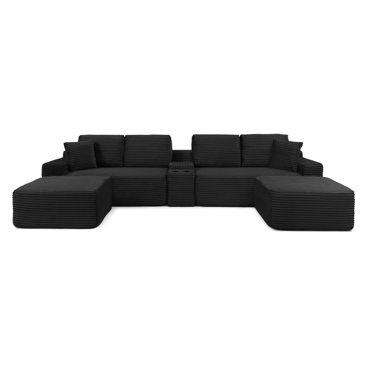 Corduroy Boneless Sectional — 4-Seat, 142"W — Black