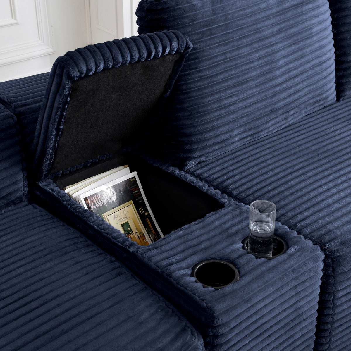Corduroy Boneless Sectional — 4-Seat, 142"W — Blue