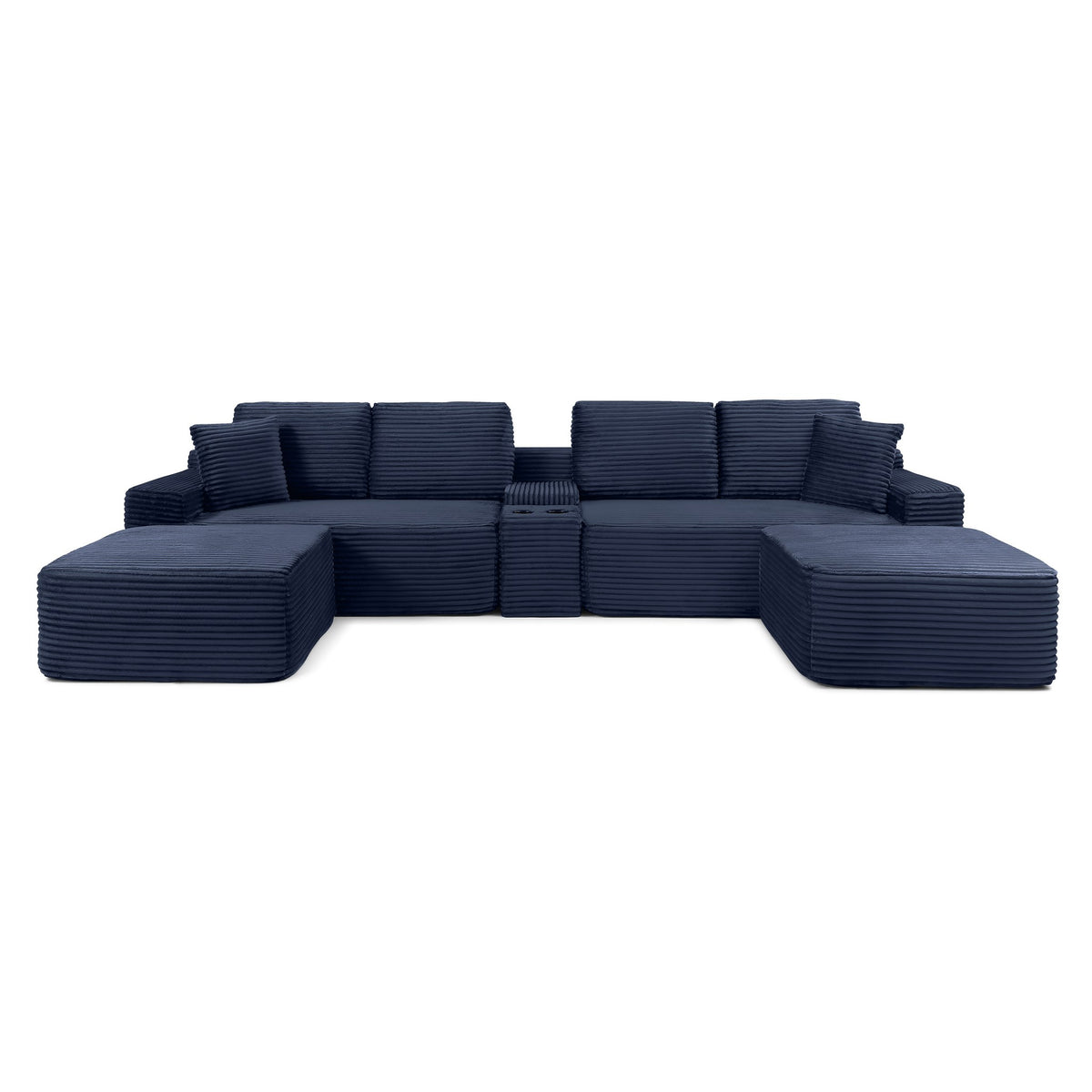 Corduroy Boneless Sectional — 4-Seat, 142"W — Blue