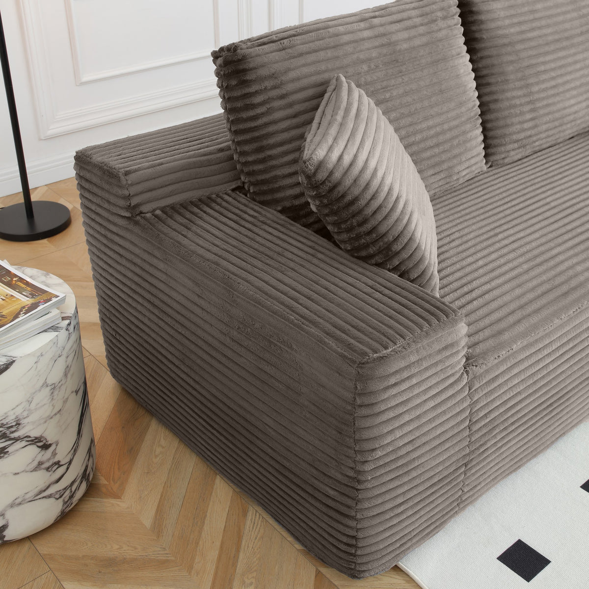 Corduroy Boneless Sectional — 4-Seat, 142"W — Camel
