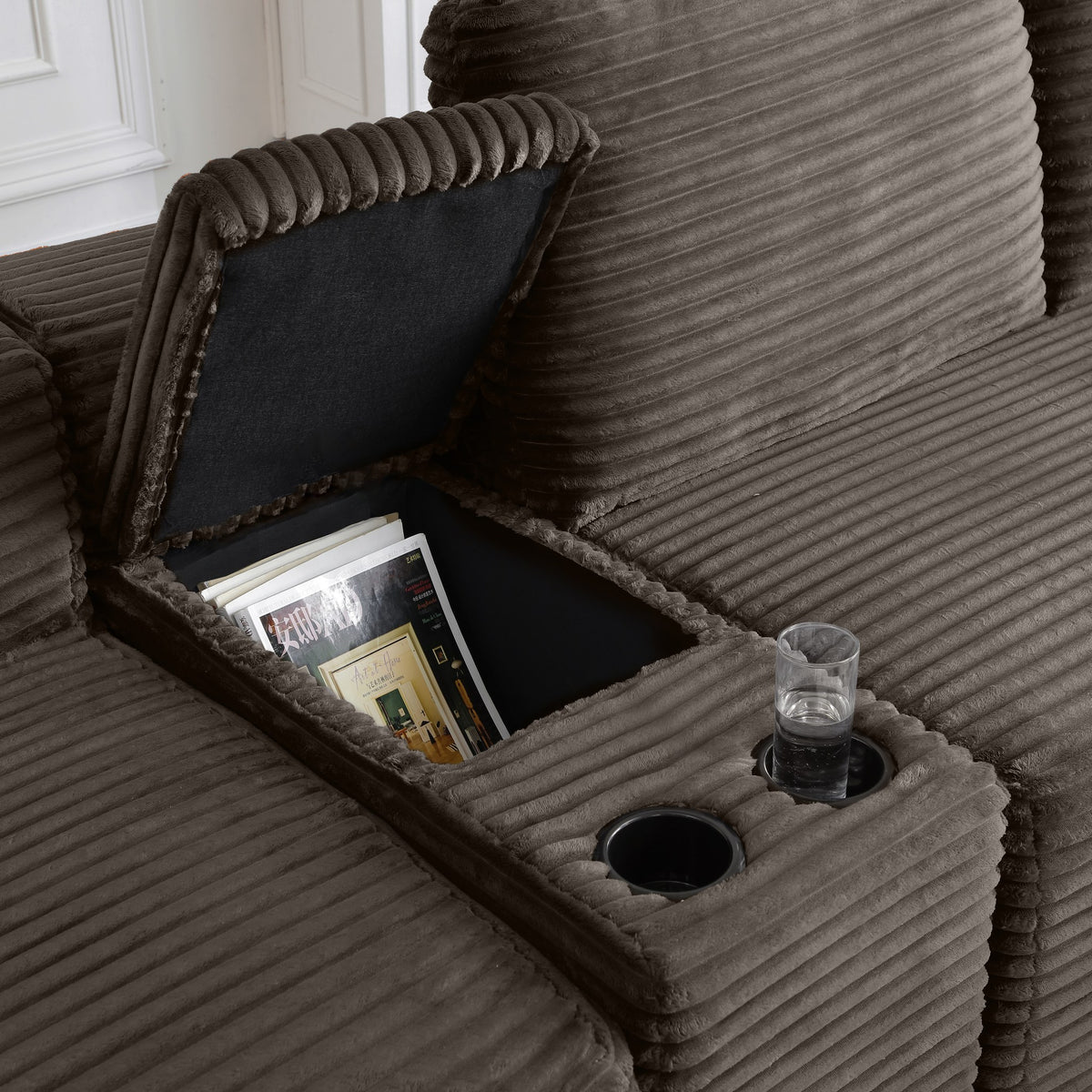 Corduroy Boneless Sectional — 4-Seat, 142"W — Camel