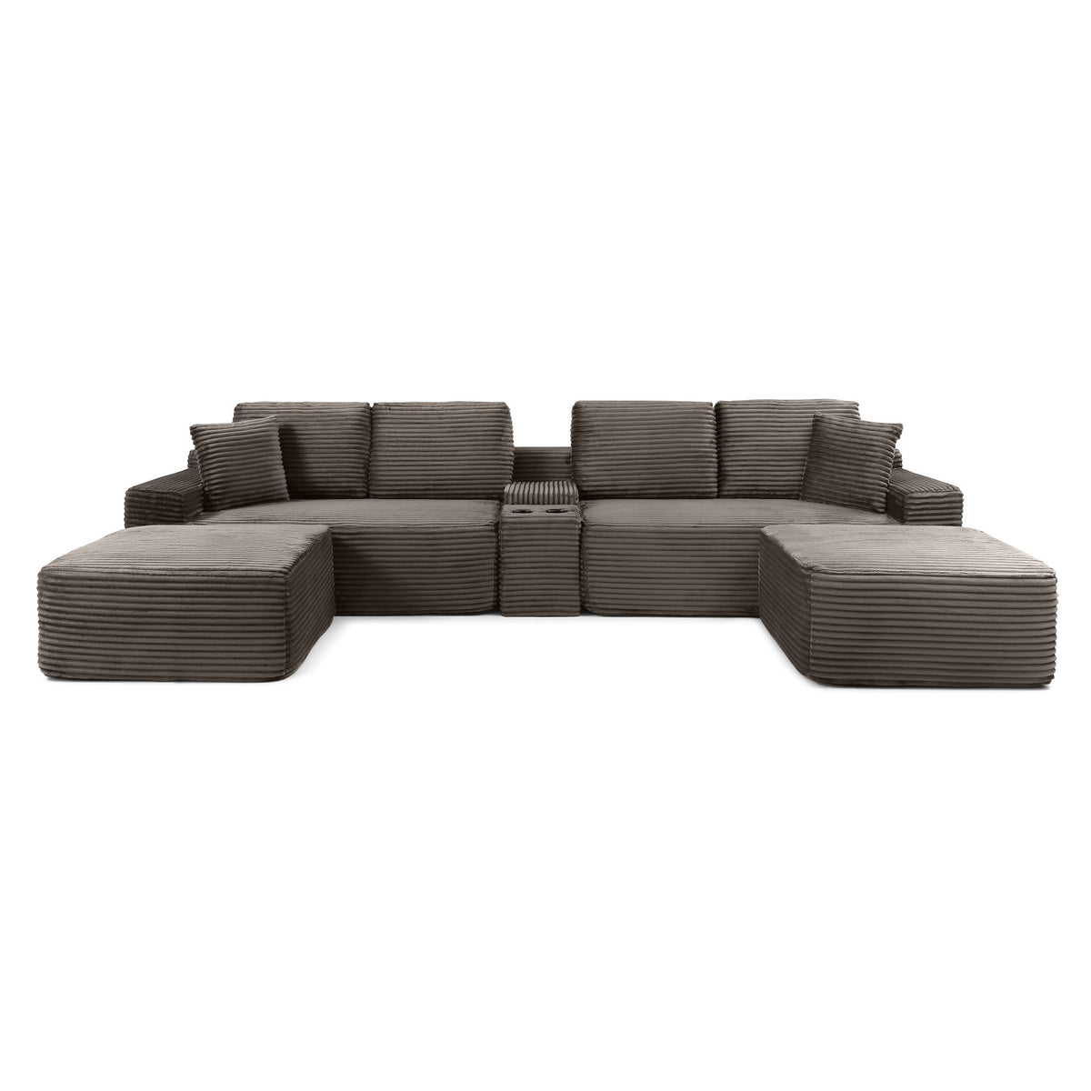 Corduroy Boneless Sectional — 4-Seat, 142"W — Camel